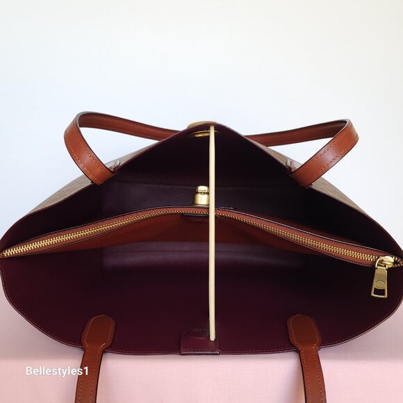 COACH Willow Large Tote In Signature Canvas with Interior Zip Pocket- Tan Rust⭐ - Picture 13 of 16